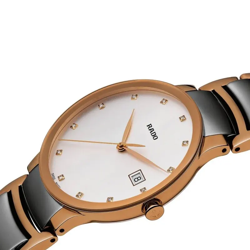 Rado Centrix White Dial Two-tone 12 Diamonds Men's Watch- R30554762